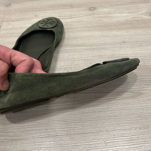 Tory Burch Minnie Travel Ballet with Suede Logo Flats 7 Green - Picture 7 of 10